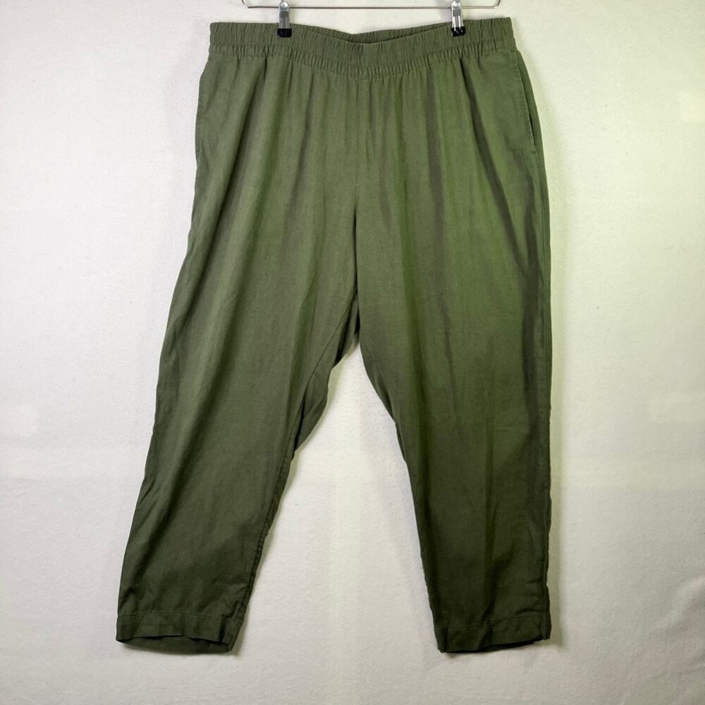 Old Navy Linen Boho High Rise Pants XL Army Green Lagenlook Coastal